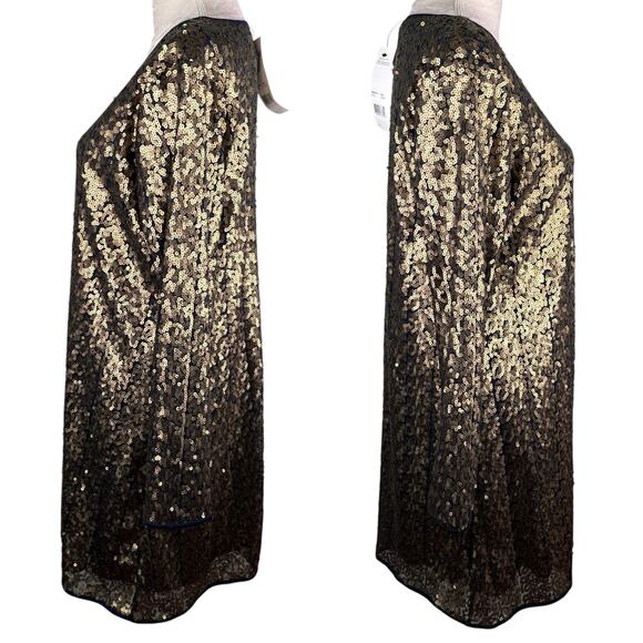 NY Collection Sequined Sheath LS Dress Large Gold Navy New - Picture 5 of 12